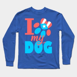 Puerto Rico I Love my Dog Flag Pet Paw Boricua Long Sleeve T-Shirt